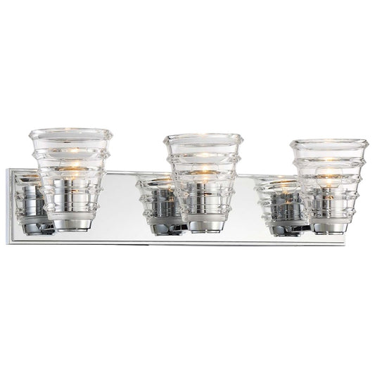 George Kovacs Arctic 3-Light Bathroom Vanity Light | Contemporary Chrome Vanity Lighting | Bathroom Vanity | 23 x 6 x 7 in | Model P1293-077