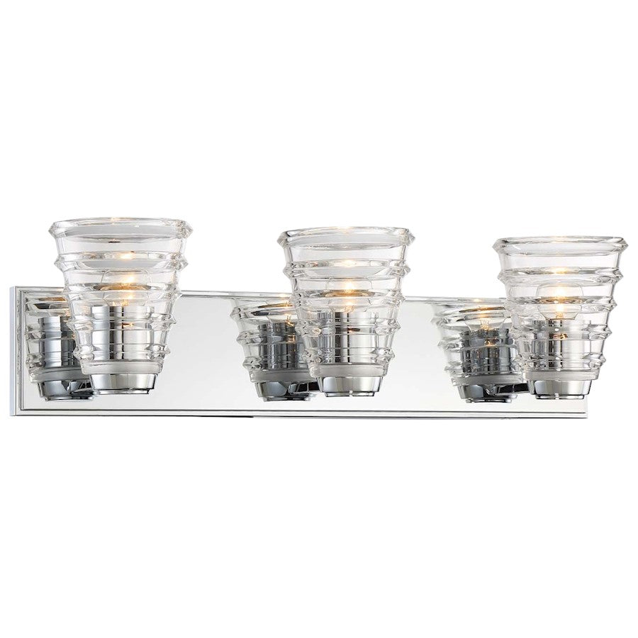 George Kovacs Arctic 3-Light Bathroom Vanity Light | Contemporary Chrome Vanity Lighting | Bathroom Vanity | 23 x 6 x 7 in | Model P1293-077