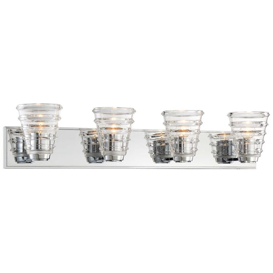 George Kovacs Arctic 4-Light Bathroom Vanity Light | Contemporary Chrome Vanity Lighting | Bathroom Vanity | 32 x 8 x 7 in | Model P1294-077