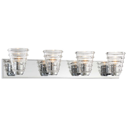 George Kovacs Arctic 4-Light Bathroom Vanity Light | Contemporary Chrome Vanity Lighting | Bathroom Vanity | 32 x 8 x 7 in | Model P1294-077