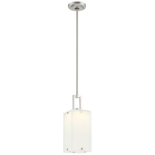 George Kovacs Button 6in 1-LED Mini Pendant | Contemporary Brushed Nickel and Etched White Reeded Glass | Kitchen Island & Accent | Model P1321-084-L
