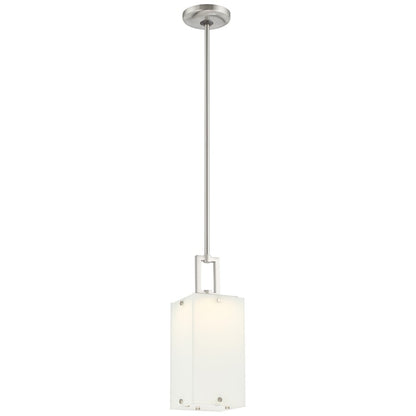 George Kovacs Button 6in 1-LED Mini Pendant | Contemporary Brushed Nickel and Etched White Reeded Glass | Kitchen Island & Accent | Model P1321-084-L