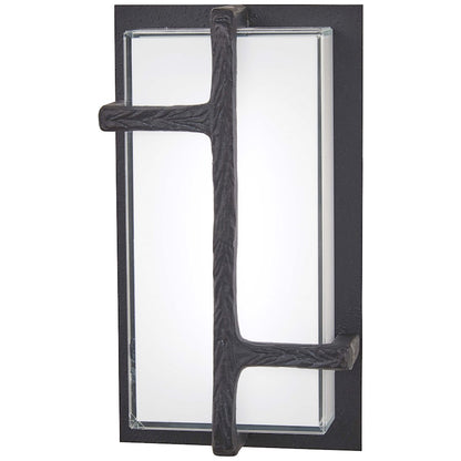 George Kovacs Sirato 8in 1-Light LED Wall Sconce | Transitional Spanish Iron and Mitered White Glass | Hallway & Bedroom Accent | Model P1340-039-L