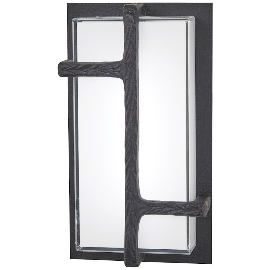 George Kovacs Sirato 8in 1-Light LED Wall Sconce | Transitional Spanish Iron and Mitered White Glass | Hallway & Bedroom Accent | Model P1340-039-L