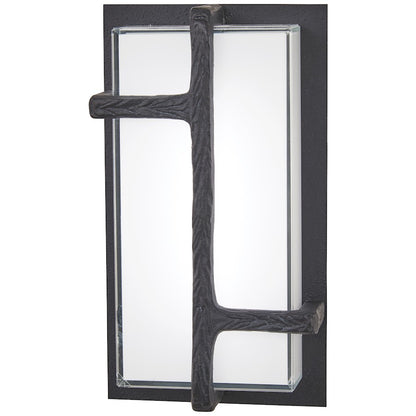 George Kovacs Sirato 8in 1-Light LED Wall Sconce | Transitional Spanish Iron and Mitered White Glass | Hallway & Bedroom Accent | Model P1340-039-L