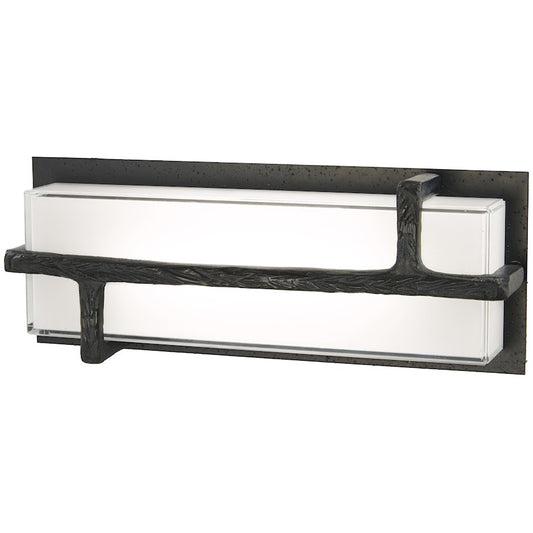 George Kovacs Sirato 14in 1-Light LED Wall Sconce | Transitional Spanish Iron and Mitered White Glass | Hallway & Living Room | Model P1341-039-L