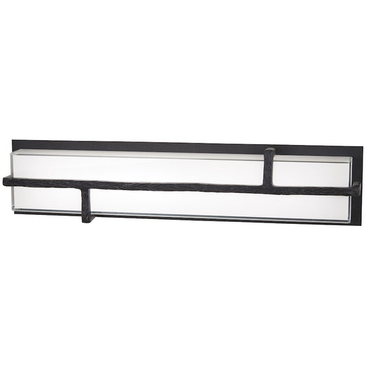 George Kovacs Sirato 24in LED Wall Sconce | Spanish Iron and Mitered White Glass | Hallway & Living Room Accent | 24 x 6 x 6 in | Model P1342-039-L
