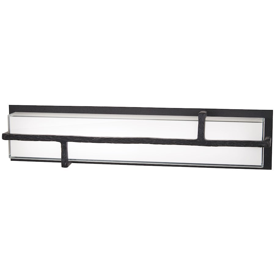 George Kovacs Sirato 24in LED Wall Sconce | Spanish Iron and Mitered White Glass | Hallway & Living Room Accent | 24 x 6 x 6 in | Model P1342-039-L