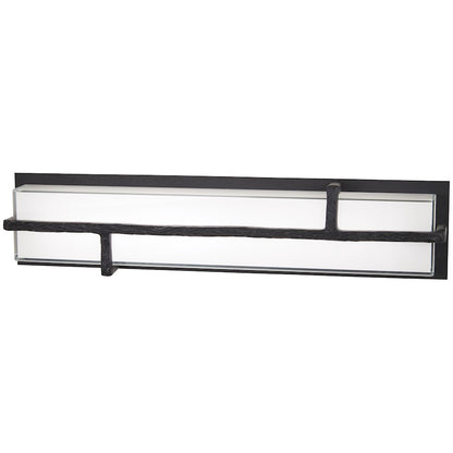 George Kovacs Sirato 24in LED Wall Sconce | Spanish Iron and Mitered White Glass | Hallway & Living Room Accent | 24 x 6 x 6 in | Model P1342-039-L
