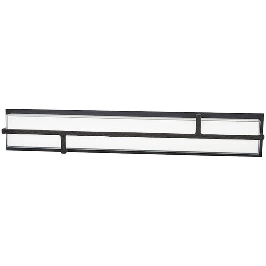 George Kovacs Sirato 32in 1-Light LED Wall Sconce | Spanish Iron and Mitered White Glass | Hallway & Bathroom Vanity | Model P1343-039-L