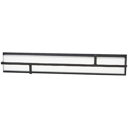 George Kovacs Sirato 32in 1-Light LED Wall Sconce | Spanish Iron and Mitered White Glass | Hallway & Bathroom Vanity | Model P1343-039-L