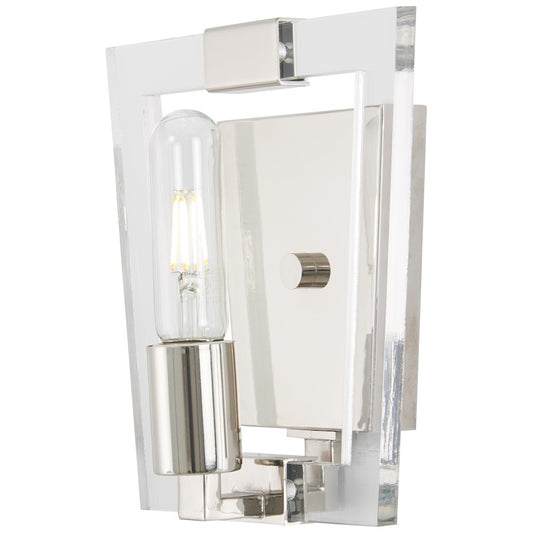 George Kovacs Crystal Chrome 8in 1-Light Bathroom Vanity Light | Transitional Polished Nickel and Clear Acrylic | Bathroom Vanity & | Model P1371-613