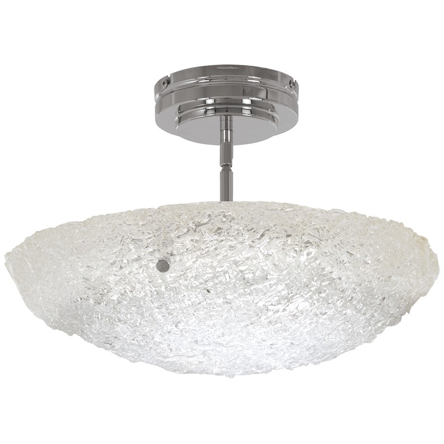 George Kovacs Forest Ice 16in LED Pendant | Modern Chrome and Frosted Glass | Kitchen Island & Dining Room | 16 x 16 x 5 in | Model P1387-077-L