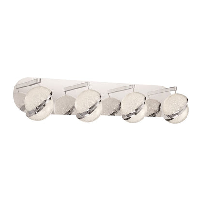 George Kovacs Silver Slice 28in 4-Light LED Bath Vanity | Contemporary Chrome | Bathroom & Powder Room | 28.25 x 6.5 x 6.5 in | Model P1434-077-L