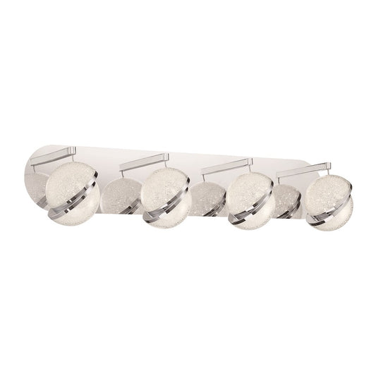George Kovacs Silver Slice 28in 4-Light LED Bath Vanity | Contemporary Chrome | Bathroom & Powder Room | 28.25 x 6.5 x 6.5 in | Model P1434-077-L