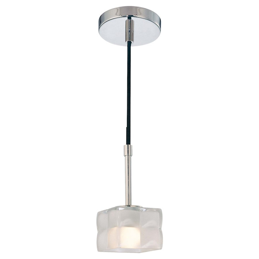 George Kovacs Squared 4in 1-Light Mini Pendant | Polished Nickel Contemporary Pillow Glass | Kitchen Island & Dining Room | Model P1451-613