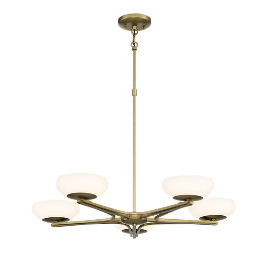 Minka George Kovacs Scale 30in 5-Light LED Chandelier | Transitional Soft Rass Finish | Dining Room & Living Room | 30 x 20 in | Model P1465-695-L
