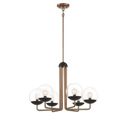 Minka George Kovacs Outer Limits 26in 6-Light Chandelier | Transitional Painted Bronze with Natural Brush | Dining Room & Living | Model P1505-416
