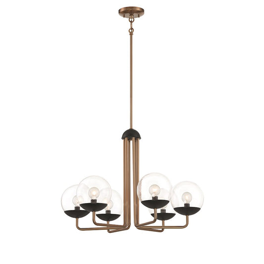 Minka George Kovacs Outer Limits 26in 6-Light Chandelier | Transitional Painted Bronze with Natural Brush | Dining Room & Living | Model P1505-416