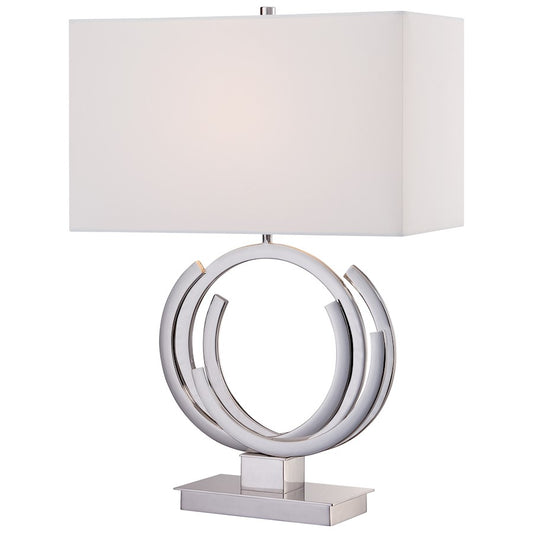 George Kovacs Portable 24in 1-Light Table Lamp | Contemporary Polished Nickel | Living Room & Bedroom | 17 x 10 x 24 in | Model P1600-613