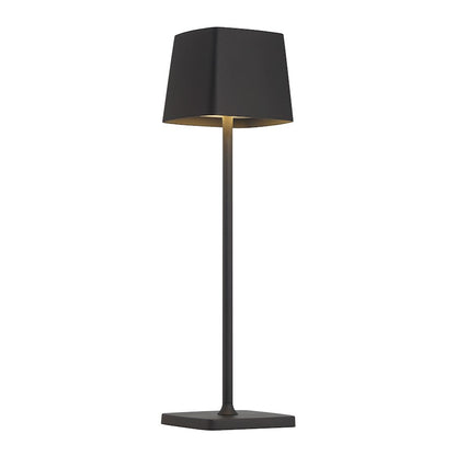 Minka George Kovacs Task Portables 14in 1-Light LED Table Lamp with Battery | Industrial Coal Steel and Aluminum Shade | Desk & | Model P1665-66A-L