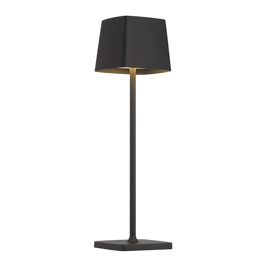 Minka George Kovacs Task Portables 14in 1-Light LED Table Lamp with Battery | Industrial Coal Steel and Aluminum Shade | Desk & | Model P1665-66A-L