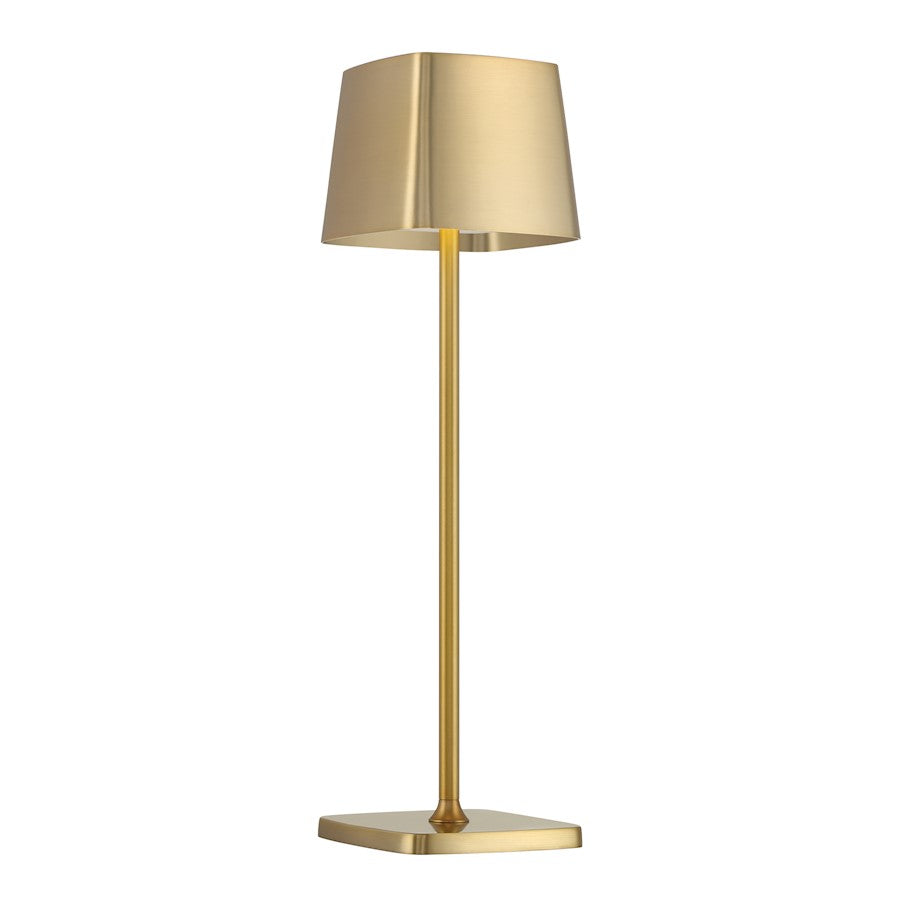Minka George Kovacs Task Portables 14in LED Table Lamp | Soft Brass Steel and Aluminum | Desk & Bedside Task Light | 4 x 4 x 14 in | Model P1665-695-L