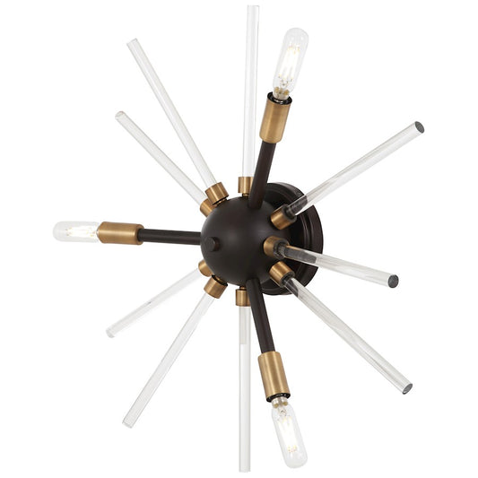 George Kovacs Spiked 20in 1-Light Wall Sconce | Industrial Painted Bronze and Natural Brass with Clear Glass | Living Room & Dining | Model P1790-416
