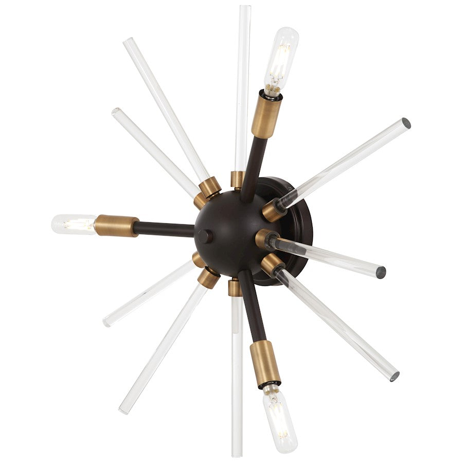 George Kovacs Spiked 20in 1-Light Wall Sconce | Industrial Painted Bronze and Natural Brass with Clear Glass | Living Room & Dining | Model P1790-416
