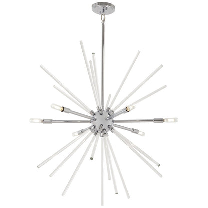 George Kovacs Spiked 30in 6-Light Pendant | Chrome and Clear Glass Bars | Kitchen Island & Dining Room | 30 x 30 x 33 in | Model P1793-077