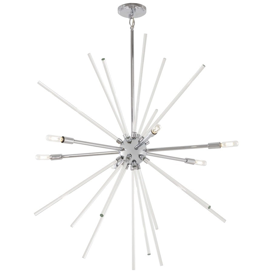 George Kovacs Spiked 35in 6-Light Pendant | Retro Futuristic Chrome Clear Glass | Dining Room & Living Room | 35 x 35 x 36 in | Model P1794-077