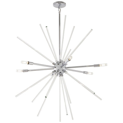 George Kovacs Spiked 35in 6-Light Pendant | Retro Futuristic Chrome Clear Glass | Dining Room & Living Room | 35 x 35 x 36 in | Model P1794-077