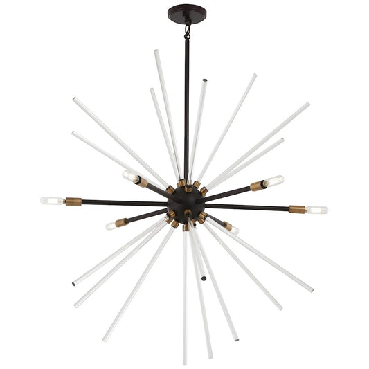 George Kovacs Spiked 35in 6-Light Pendant | Painted Bronze with Natural Brass and Clear Glass | Kitchen Island & Dining Room | Model P1794-416