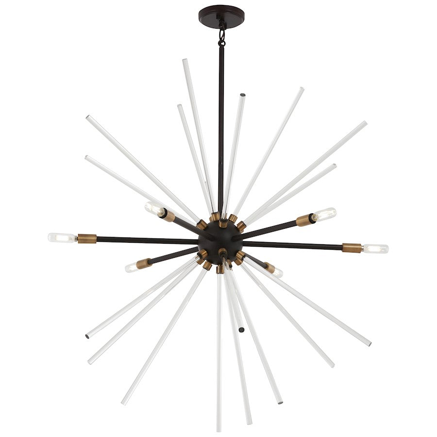 George Kovacs Spiked 35in 6-Light Pendant | Painted Bronze with Natural Brass and Clear Glass | Kitchen Island & Dining Room | Model P1794-416
