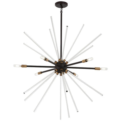 George Kovacs Spiked 35in 6-Light Pendant | Painted Bronze with Natural Brass and Clear Glass | Kitchen Island & Dining Room | Model P1794-416