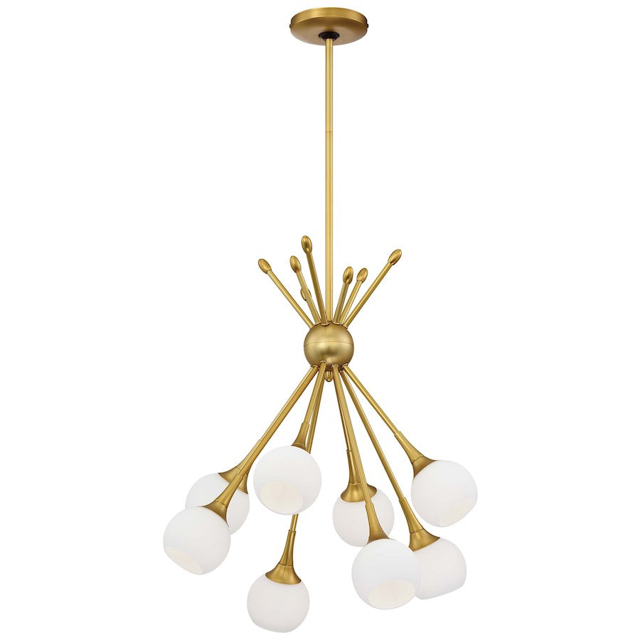 George Kovacs Pontil 18in 8-Light Chandelier | Honey Gold and Etched Opal Glass | Dining Room & Living Room | 18 x 18 x 23 in | Model P1807-248
