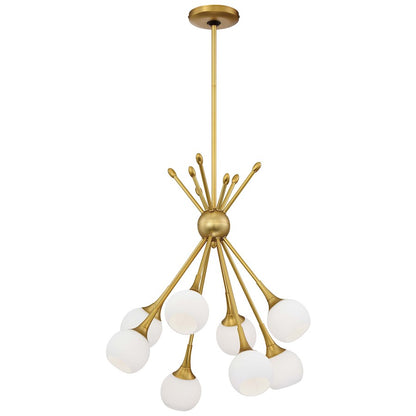 George Kovacs Pontil 18in 8-Light Chandelier | Honey Gold and Etched Opal Glass | Dining Room & Living Room | 18 x 18 x 23 in | Model P1807-248