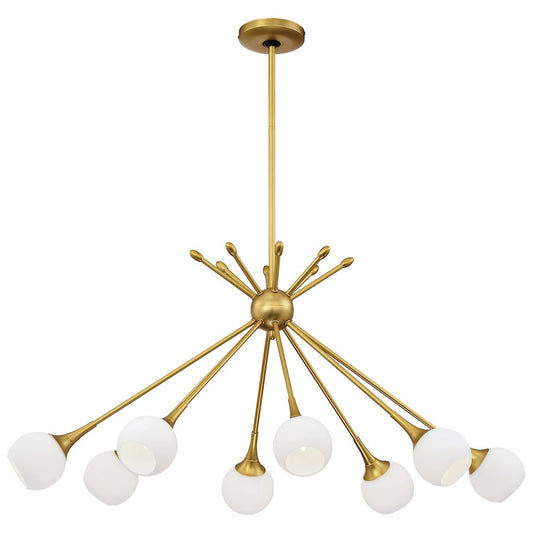 George Kovacs Pontil 36.5in 8-Light Island Light | Retro Honey Gold and Etched Opal Glass | Kitchen Island & Dining Room | Model P1808-248