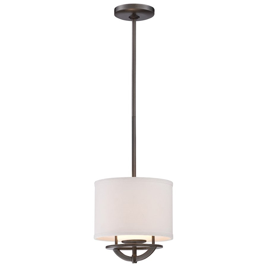 George Kovacs Circuit 9in 1-Light Mini Pendant | Smoked Iron and Fabric Glass Shade | Kitchen Island & Dining Room | 9 x 9 in | Model P1811-172