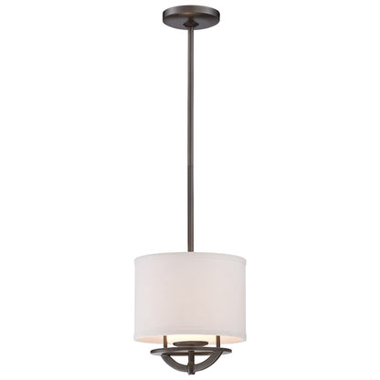 George Kovacs Circuit 9in 1-Light Mini Pendant | Smoked Iron and Fabric Glass Shade | Kitchen Island & Dining Room | 9 x 9 in | Model P1811-172