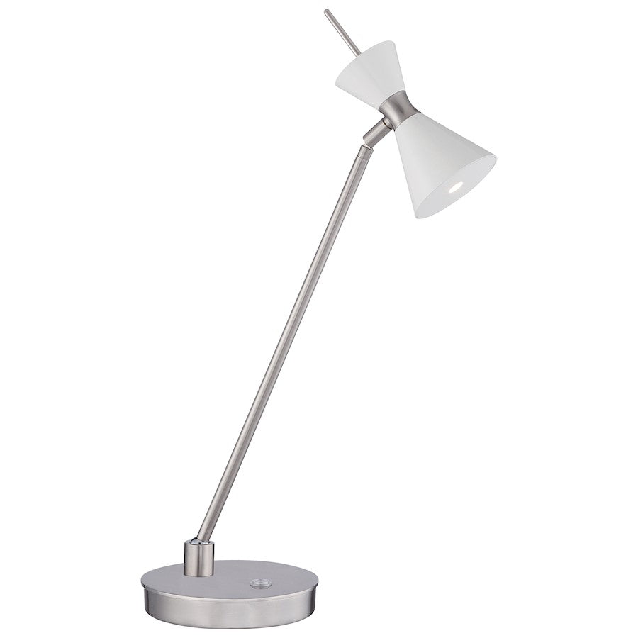 George Kovacs Conic Table Lamp | Contemporary Glitter Gloss White Finish | Living Room & Bedroom Accent Light | 6 x 9 x 22 in | Model P1822-44F-L
