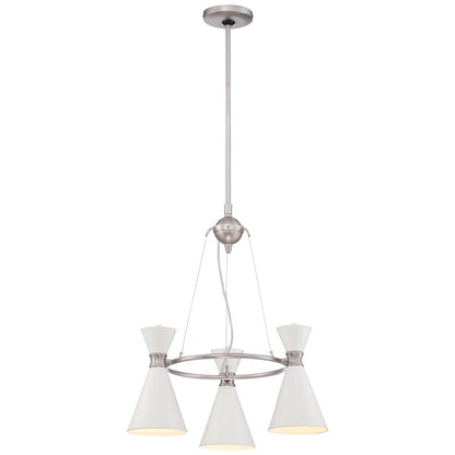 George Kovacs Conic 20in 3-Light Mini Chandelier | Contemporary Glitter Gloss White and Glass Shade | Dining Room & Kitchen Island | Model P1823-44F