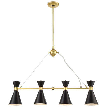 George Kovacs Conic 36in 4-Light Island Light | Transitional Honey Gold and Black Metal Shade | Kitchen Island & Dining Room | Model P1824-248
