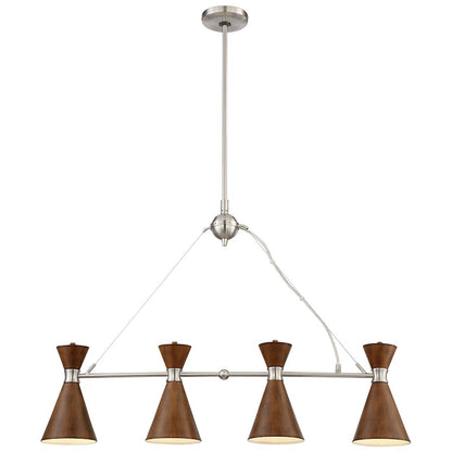 George Kovacs Conic 36in 4-Light Island Lighting | Retro Distressed Koa | Kitchen Island & Dining Room | 36 x 6 x 24 in | Model P1824-651
