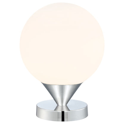 George Kovacs Simple 9in Table Lamp | Chrome and Etched Opal | Bedroom & Living Room Accent | 9 x 9 x 12 in | Model P1831-1-077