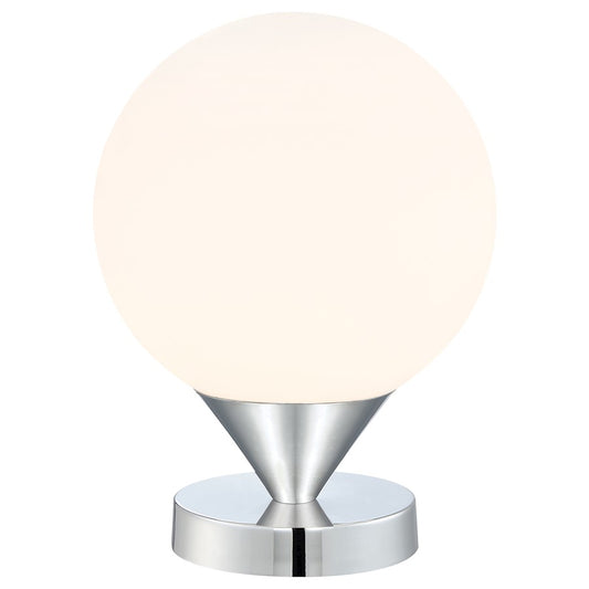George Kovacs Simple 9in Table Lamp | Chrome and Etched Opal | Bedroom & Living Room Accent | 9 x 9 x 12 in | Model P1831-1-077