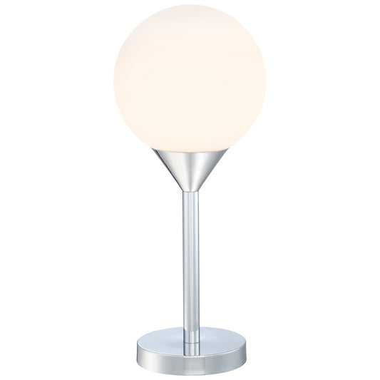 George Kovacs Simple Table Lamp | Chrome Metal and Etched Opal Glass | Living Room & Bedroom Accent Light | 9 x 9 x 21.5 in | Model P1831-2-077