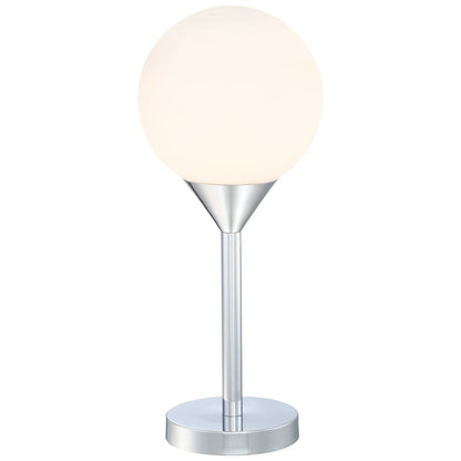 George Kovacs Simple Table Lamp | Chrome Metal and Etched Opal Glass | Living Room & Bedroom Accent Light | 9 x 9 x 21.5 in | Model P1831-2-077