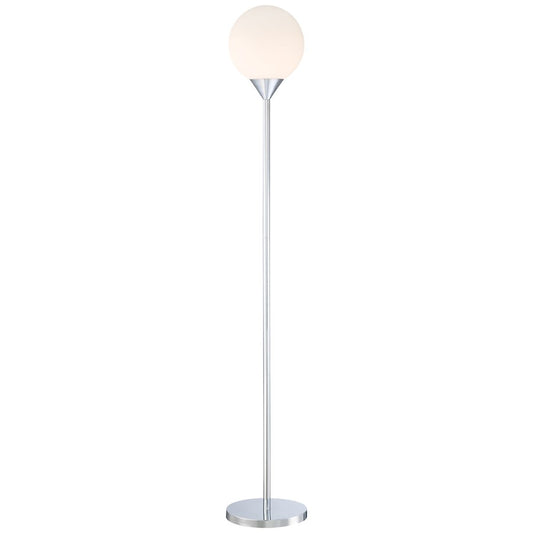 George Kovacs Simple 68in Floor Lamp | Chrome and Etched Opal Glass | Living Room & Reading Nook | 11 x 9 x 68 in | Model P1831-3-077
