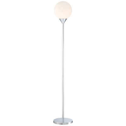 George Kovacs Simple 68in Floor Lamp | Chrome and Etched Opal Glass | Living Room & Reading Nook | 11 x 9 x 68 in | Model P1831-3-077